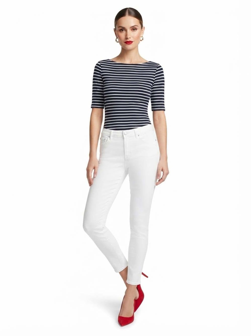 Vince Camuto White Skinny Jeans Stretchy Ankle-Length